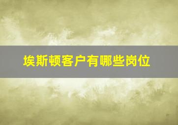 埃斯顿客户有哪些岗位