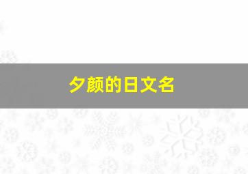 夕颜的日文名