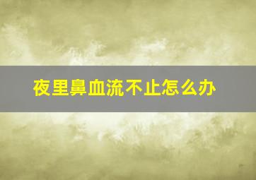 夜里鼻血流不止怎么办