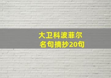 大卫科波菲尔名句摘抄20句