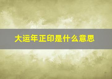 大运年正印是什么意思