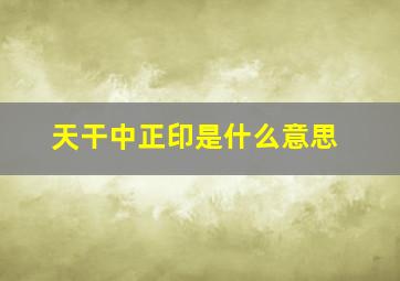 天干中正印是什么意思