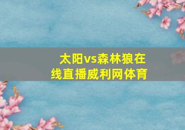 太阳vs森林狼在线直播威利网体育