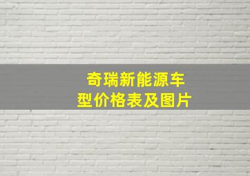 奇瑞新能源车型价格表及图片