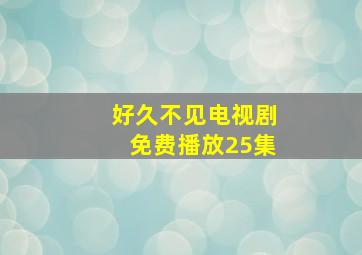 好久不见电视剧免费播放25集