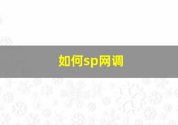 如何sp网调