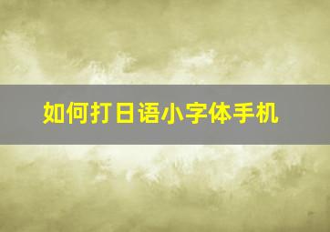 如何打日语小字体手机