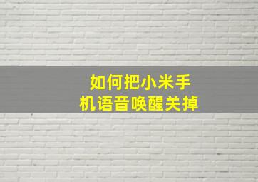 如何把小米手机语音唤醒关掉