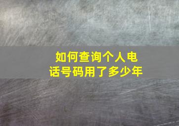 如何查询个人电话号码用了多少年