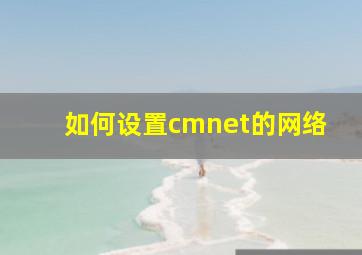 如何设置cmnet的网络