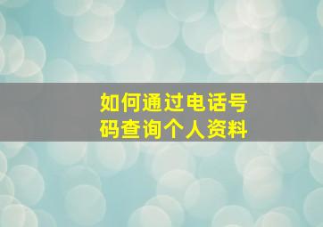 如何通过电话号码查询个人资料