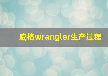 威格wrangler生产过程