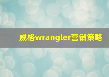 威格wrangler营销策略