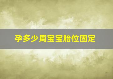 孕多少周宝宝胎位固定