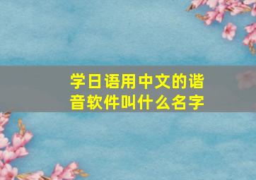 学日语用中文的谐音软件叫什么名字