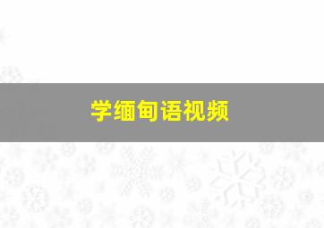 学缅甸语视频