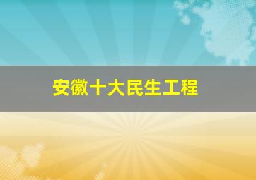 安徽十大民生工程