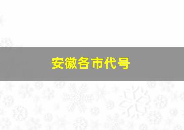 安徽各市代号