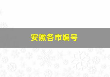 安徽各市编号