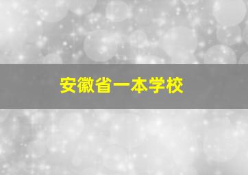 安徽省一本学校