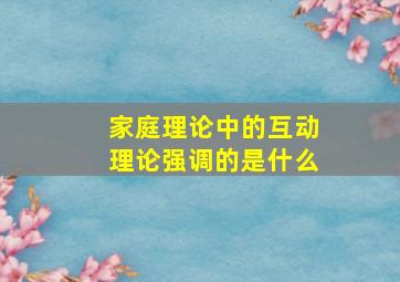 家庭理论中的互动理论强调的是什么