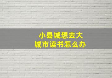 小县城想去大城市读书怎么办