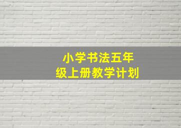 小学书法五年级上册教学计划