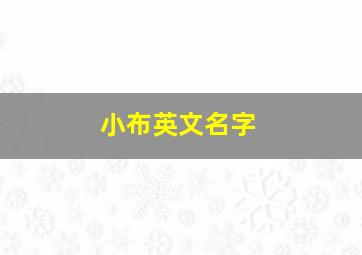 小布英文名字