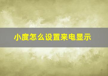 小度怎么设置来电显示