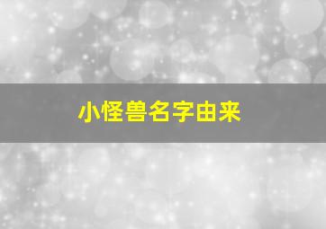 小怪兽名字由来