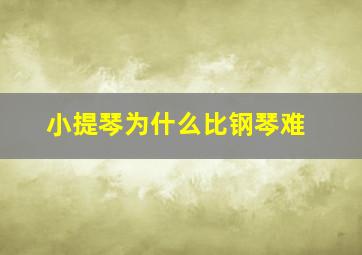 小提琴为什么比钢琴难