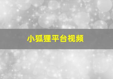 小狐狸平台视频