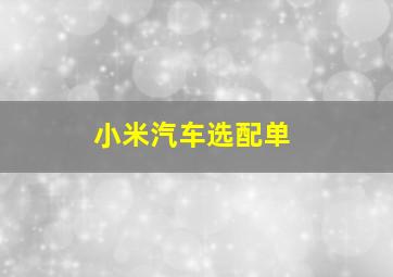 小米汽车选配单