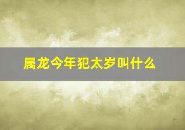 属龙今年犯太岁叫什么