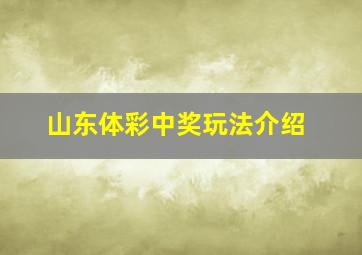 山东体彩中奖玩法介绍