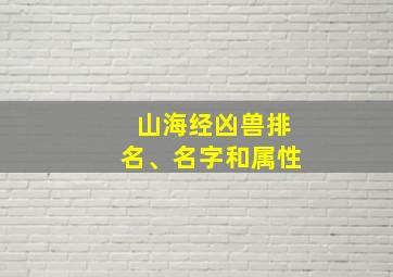 山海经凶兽排名、名字和属性