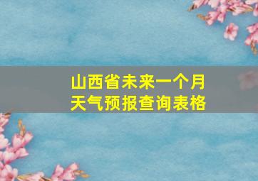 山西省未来一个月天气预报查询表格