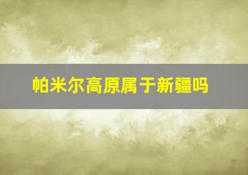 帕米尔高原属于新疆吗