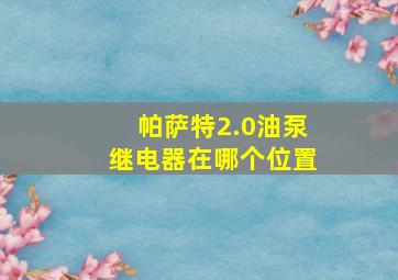 帕萨特2.0油泵继电器在哪个位置