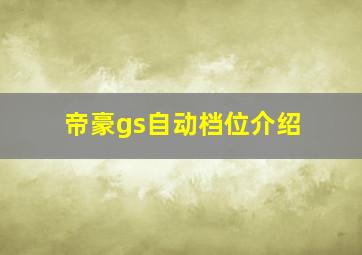 帝豪gs自动档位介绍