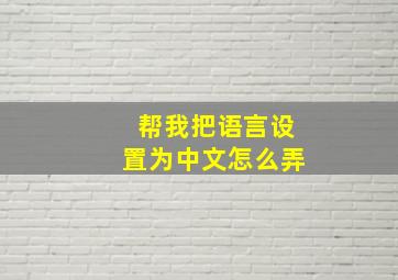 帮我把语言设置为中文怎么弄