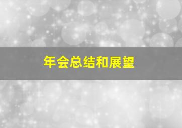 年会总结和展望