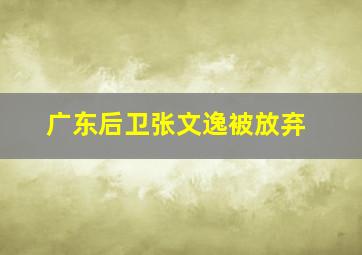 广东后卫张文逸被放弃