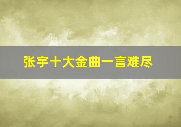 张宇十大金曲一言难尽