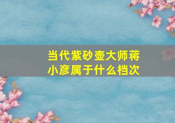 当代紫砂壶大师蒋小彦属于什么档次