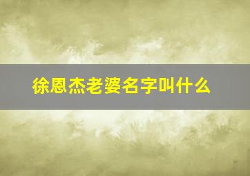 徐恩杰老婆名字叫什么