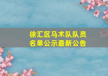 徐汇区马术队队员名单公示最新公告