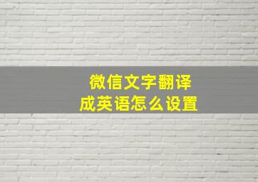 微信文字翻译成英语怎么设置