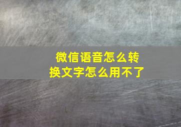 微信语音怎么转换文字怎么用不了