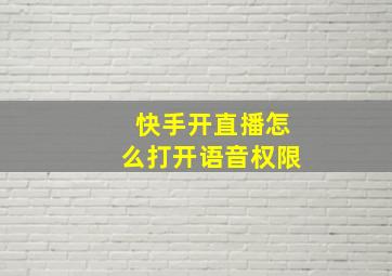 快手开直播怎么打开语音权限